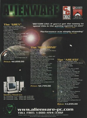 Vintage/Retro Alienware Gaming PC Multi System Print Ad Promo 1998 (C)