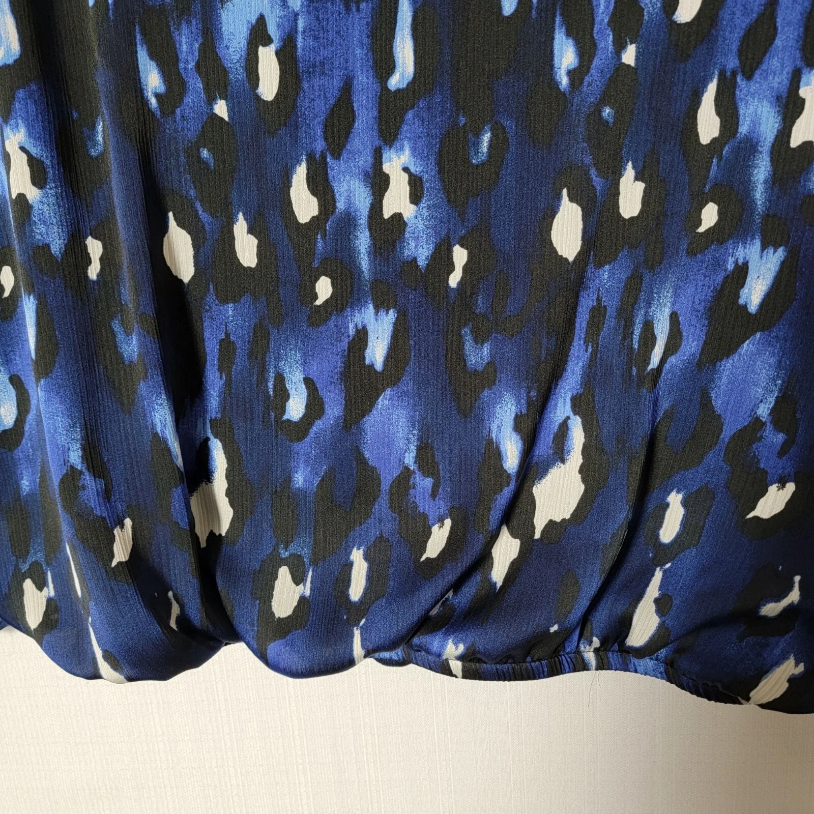 Top donna ALYX pull over taglia M maniche lunghe campana intarsiato pizzo blu nero bianco