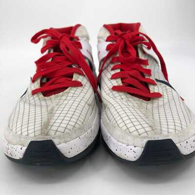Nike Red & White Striped Athletic Shoes | Stylish Logo Accents Nike Red & White Striped Athletic Shoes | Stylish Logo  main image 2