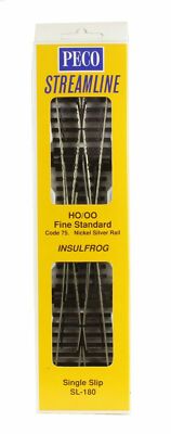 Peco ~ HO Scale ~ Code 75 ~ Single Slip ~ 12 Degree Insulfrog ~ New 2026 ~SL-180