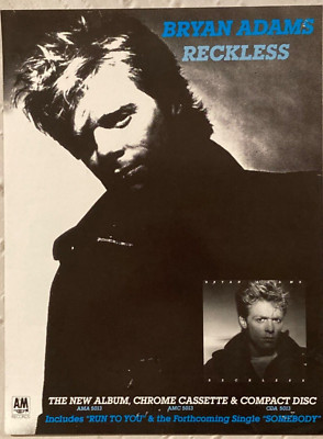 Bryan Adams 1984 Promo Poster Reckless A&M Records
