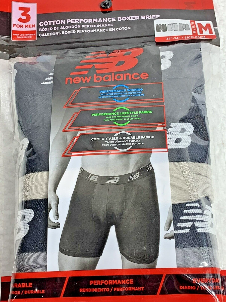 New Balance Men's Performance Boxer Briefs Medium 3-Pair Cotton Comfortable