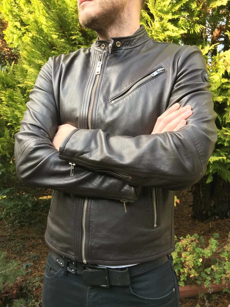 DIESEL LEATHER JACKET Dark Brown SIZE XL 100 AUTHENTIC eBay