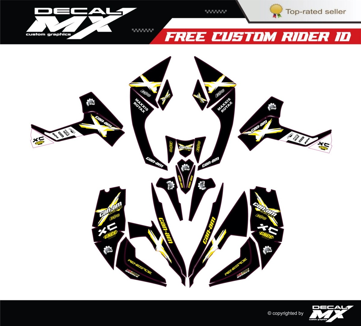 Kit Graphique Décalcomanies Pour Can Am Renegade 500 800r 800x 1000 - Vinyle Brillant, Toutes Années (neuf, Réf 23523)