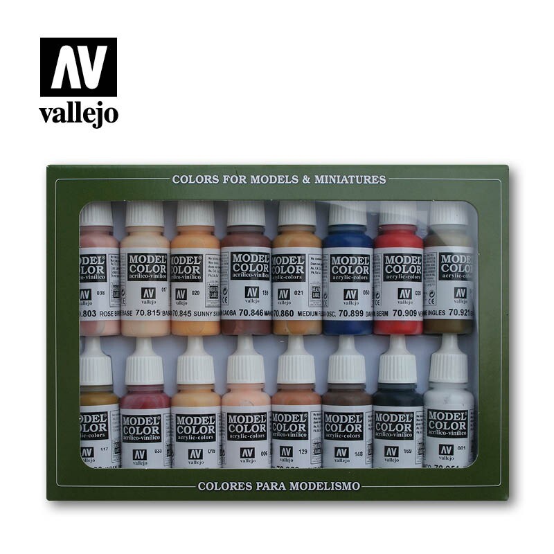 Vallejo Model Color paint Set - face / skin colours tones set 16x17ml VAL70125
