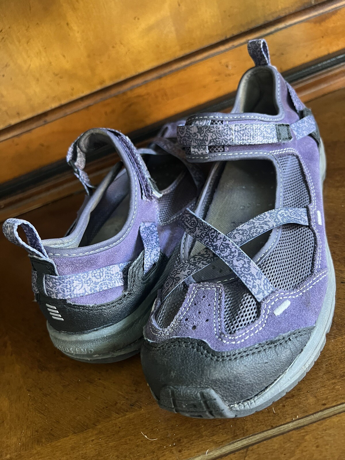 Lands End Hook And Loop Adventure Hiking Shoes Purple Women Size 8.5b