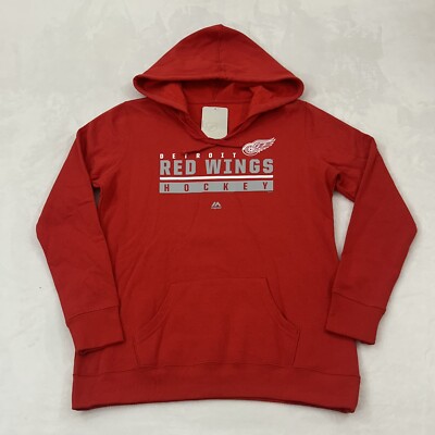 Detroit Red Wings Majestic Fan Fashion NHL Pullover Hoodie Sweatshirt Women s L