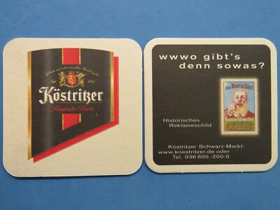 BEER COASTER: KOSTRITZER = Köstritzer Black Ale ~ GERMANY ~ Historical Billboard