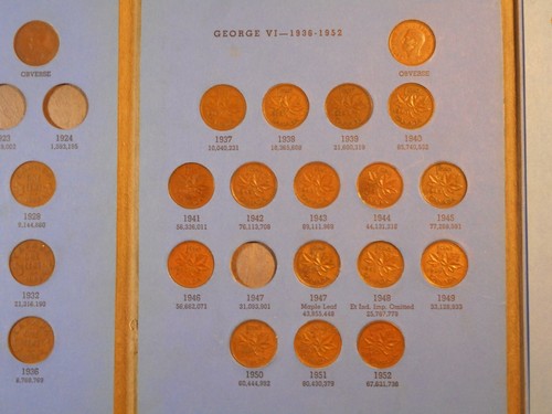 Canada Collection, Small Cents 1920-1965, 39 Different, in Whitman Folder - Picture 3 of 4