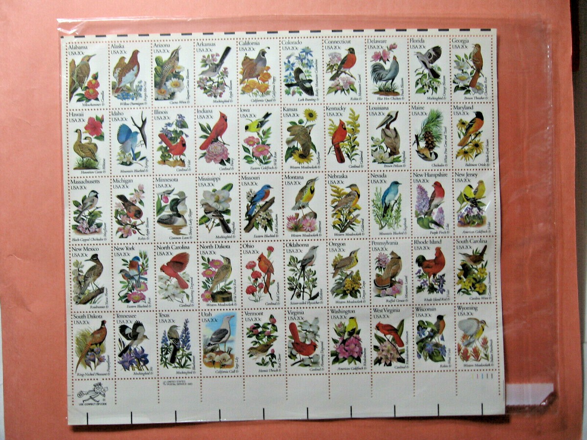 Sheet of 50 State Birds & Flowers 20 Cent Stamps | eBay