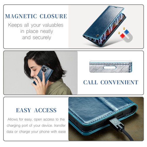 Funda de Cuero para iPhone 16 15 Pro Max 14/13/12/11 Abatible Billetera Soporte Teléfono Estuche - Imagen 55 de 60