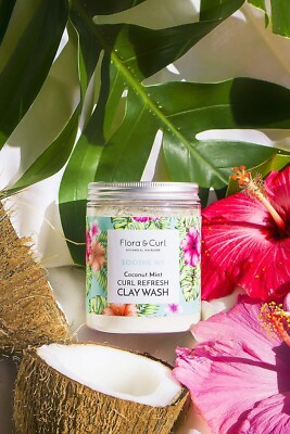 Flora & Curl Refresh Clay Wash Coconut Mint Haarmaske für Lockiges Haar 9 oz