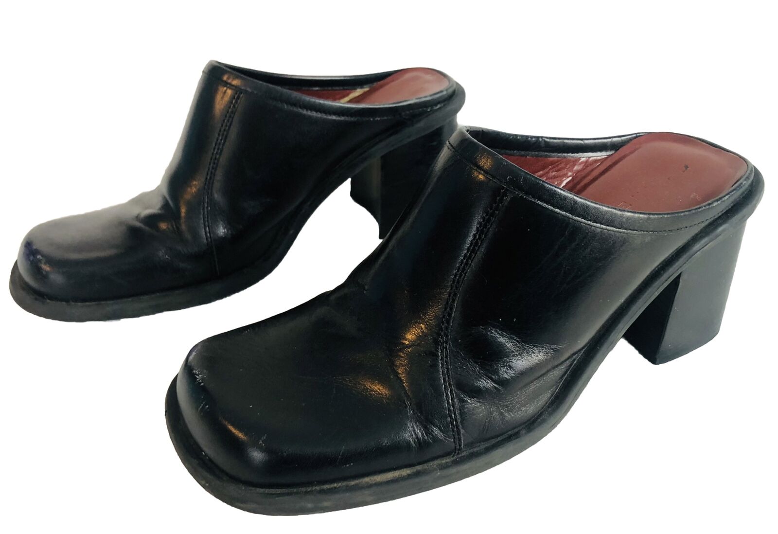 VTG 90s Y2K Nine West Womens Black Leather Chunky… - image 1