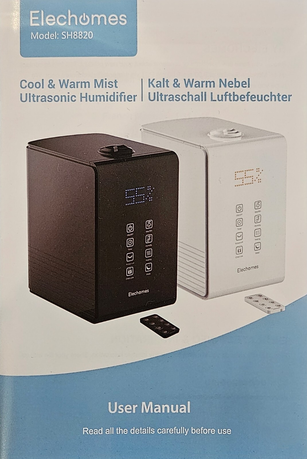 Elechomes SH8820 5.5L Ultrasonic Humidifier Black 6970684276524 eBay