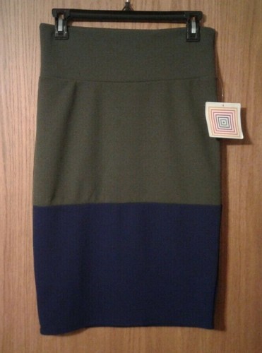 LuLaRoe Cassie knee length pencil style green & blue 2 tone skirt size S - NWT