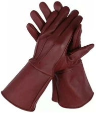 Men'sReal Leather Gloves Long Cuff DRIVING WORK DRESS UNLINED SIZE LARGE