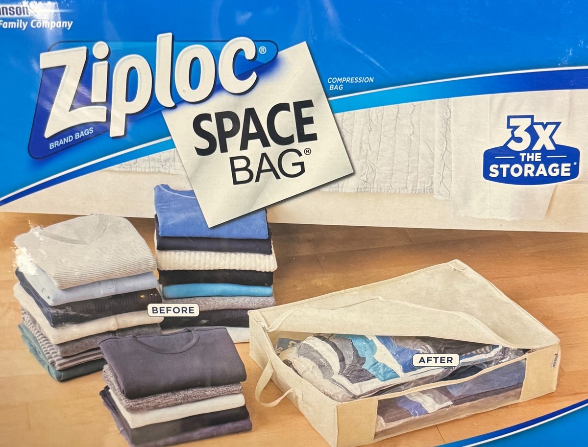 3 Ziploc SPACE BAG 1 XL Tote 2 Large Flat Clothing Vacuum Storage