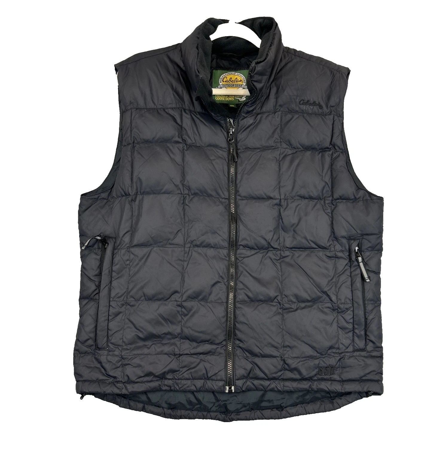 Cabela Premier Northern Goose Down Vest Black Men’s Medium Zip Pockets Outdoors