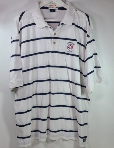 UCONN Connecticut Hockey NCAA Huskies Vintage Striped Polo Shirt Size Large