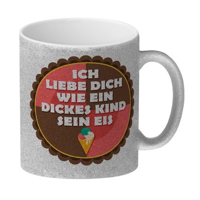 Ich liebe dich wie ein dickes Kind sein Eis Glitzer-Glitzer-Kaffeebecher