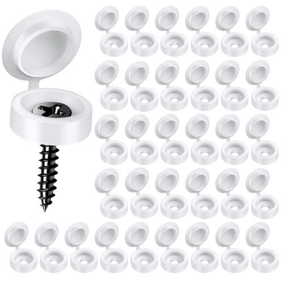 #ad #ad 150 PCS Plastic Hinged Screw Covers Caps White Folding Cover Cap Snap Washer... $18.42