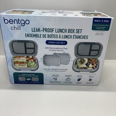 New Bentgo Chill XL 5 Cup Lunch Box Set Ice Pack 3/4 Compartment 8B03WB Blue