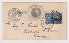 E4167: US #230 on 1893 Usage of UX9 to Austria