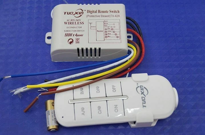 4 Way Light Lamp Digital Wireless Remote Controller Switch ON/OFF 110-240V New F - Image 3 of 4