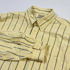 Vintage L.L.Bean Shirt Mens XL Tall Yellow Blue Stripe Button Down 90s