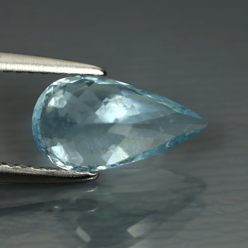 2,07 ct Birnenschliff (12 x 7 mm) Brasilien natürlicher himmelblauer Aquamarin lose Edelstein - Bild 2 von 2