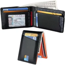 TILONSTAR Genuine Leather Mens Slim Minimalist Wallet RFID Blocking Card Holder