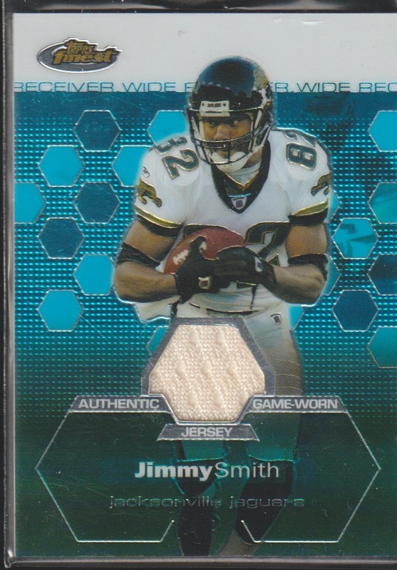 2003 Topps Finest Jimmy Smith Jaguars Game Used Jersey Football Card