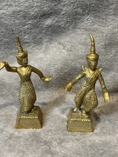 Pair of Brass Thailand Thai Siam Dancers 4" - Free Shipping