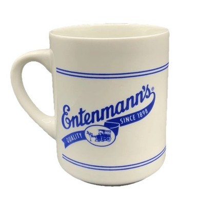 VTG 12oz Entenmann's Since 1898 Horse & Buggy White And Blue Vintage Coffee Mug