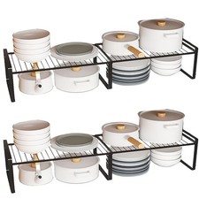 Expandable Cabinet Shelf Rack Set of 2, 13" 24" L X 8" D X 7" H Stackable Kit...