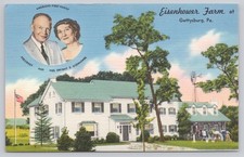 Eisenhower Farm Gettysburg PA Linen Postcard President Dwight D Mamie