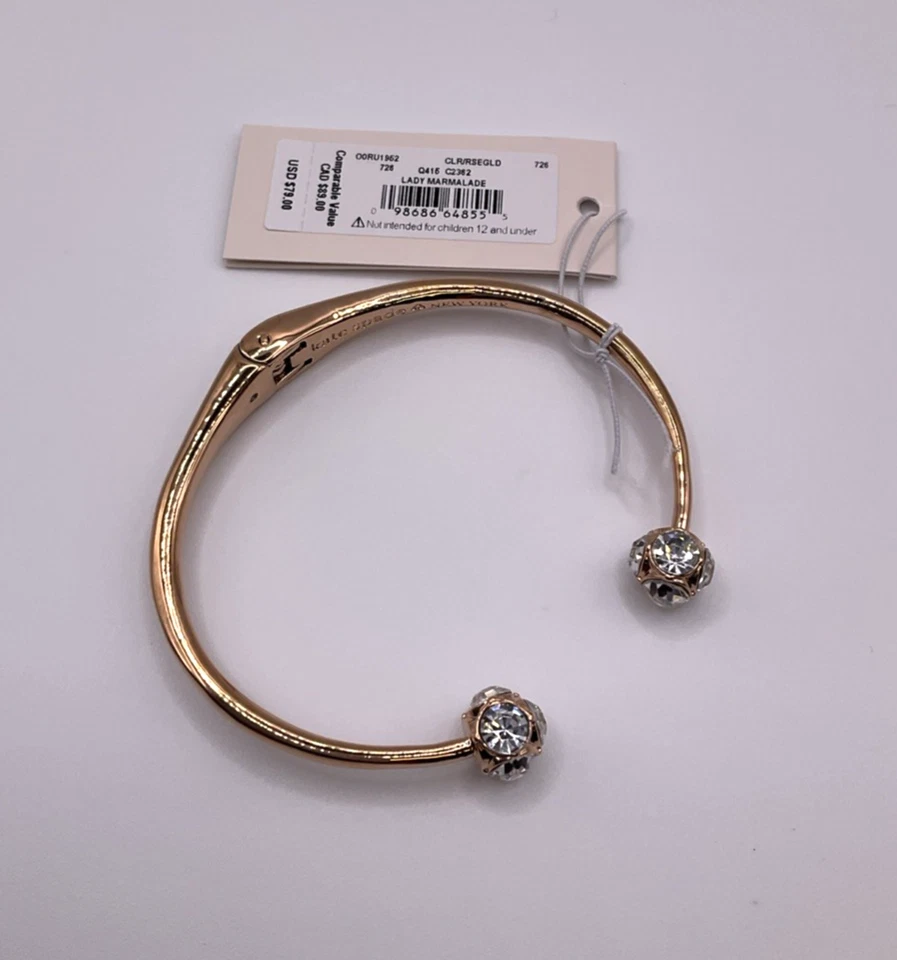 Pulsera Kate Spade Dama Mermelada Puño Abierto Oro Rosa Brillo NUEVO Joyería Foto 4 de 4