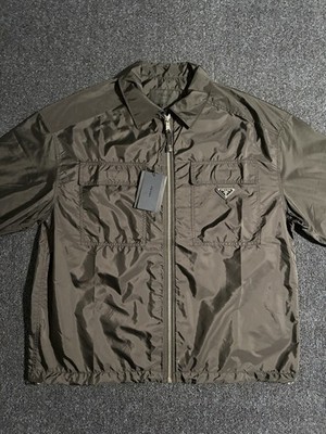 Brand New Prada Short Sleeve Light Re-Nylon Zip Up Shirt Size M