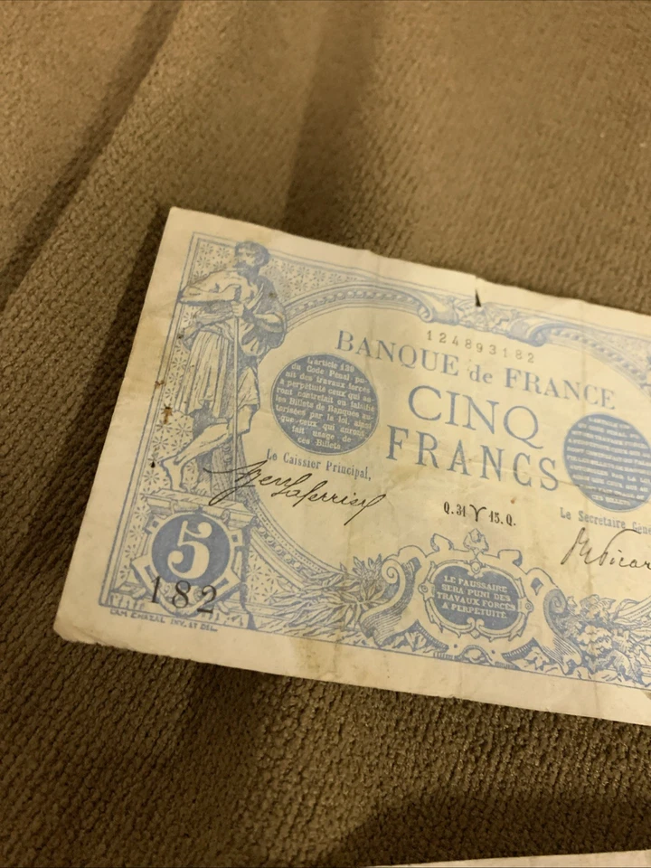 1960 Banque Of France Banknote 10 Francs 5 Note Lot Occupied WW2 - Image 2 of 4