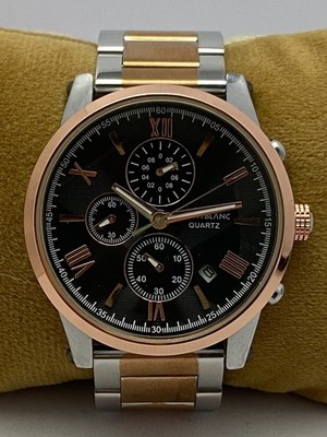 Refurbished Luxury Montblanc Black Dial Chronograph Two-Tone Quartz Men's Watch
