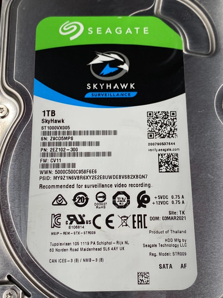 4 x SEAGATE SKYHAWK SURVEILLANCE 3.5" SATA 1TB HARD DRIVE 5900RPM ST1000VX005 - Image 4 of 4