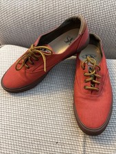 Women's 8 B POLO Sportsman RALPH LAUREN Red Canvas Sneakers Yacht Shoes Vintage