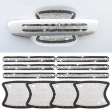 10 PCS Bling Car Door Handle Protector, Shiny Crystal Blcak and White