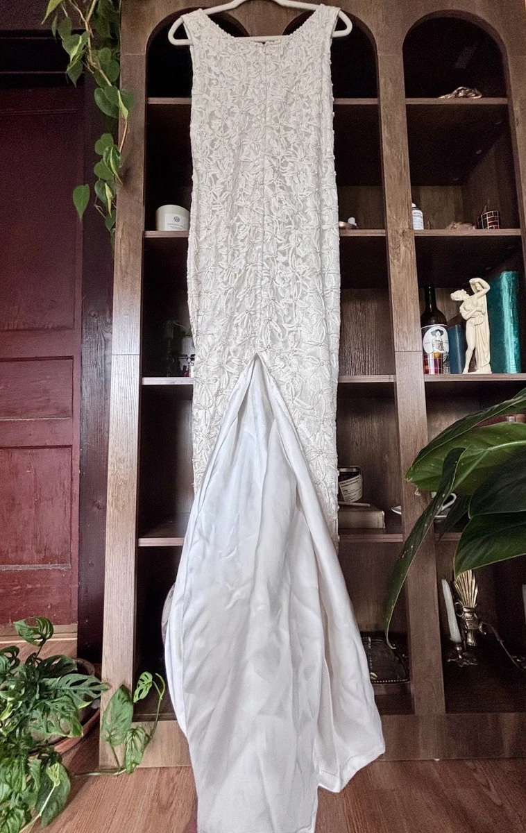 scala white beaded dress white christmas dresses Scala 70138 Fitted Long Sleeve Beaded Sequin  Cocktail Dress
