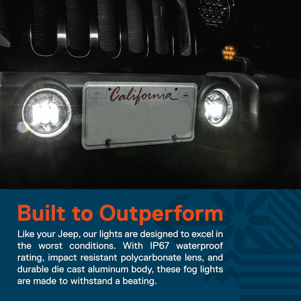 07-18 Jeep Wrangler JK JKU 18+ JL JT Rubicon Sahara Front Bumper Fog Light Lamp - Изображение 3 из 4