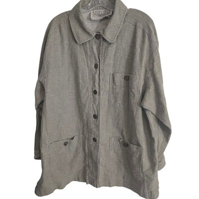 Sostanza Natural Choice Linen Jacket Women's XL Beige Button Front Workwear