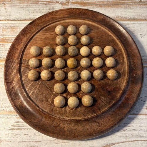 GIOCO SOLITARIO IN LEGNO artigianale da tavolo con biglie in legno - Foto 7 di 10