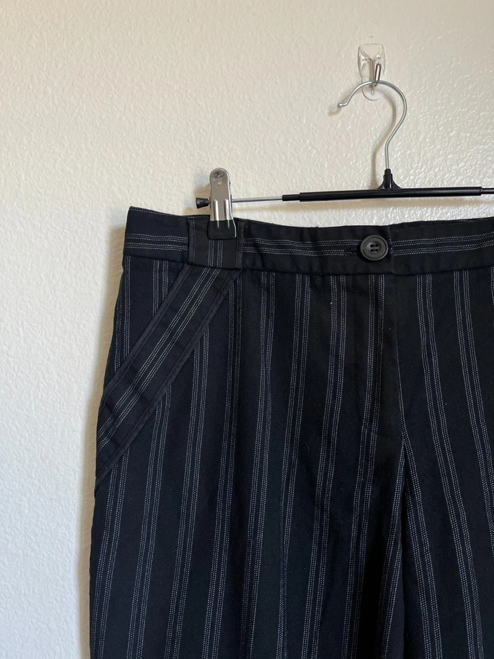 Cartonnier Anthropologie Pinstripe Lou Wool Trousers in Black Size US 8 - Image 2 of 4