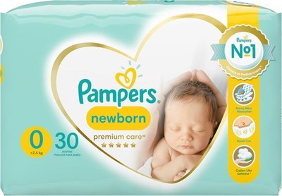 Pampers Windeln Größe 0 ( 3 kg), Premium Care Windeln, 30 Stück, Bester Komfort
