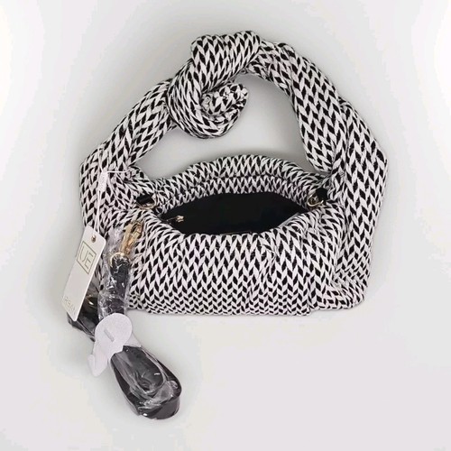 Urban Expressions Purse Bethany Shoulder Bag Black, White Woven Vegan New w Tags